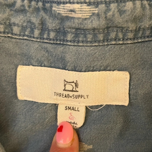 THREAD & SUPPLY 100% Tencel Denim Style Dress with Raw Hem - Picture 7 of 7